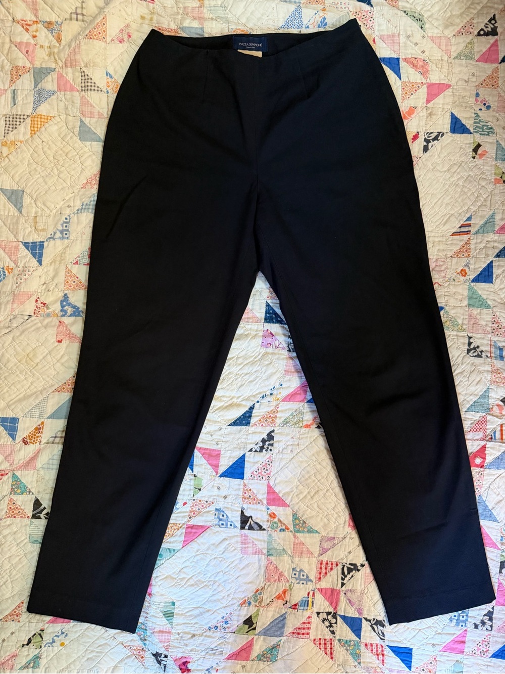 Piazza Sempione High Waist Black Straight Leg Cotton Blend Audrey Pants Size 6